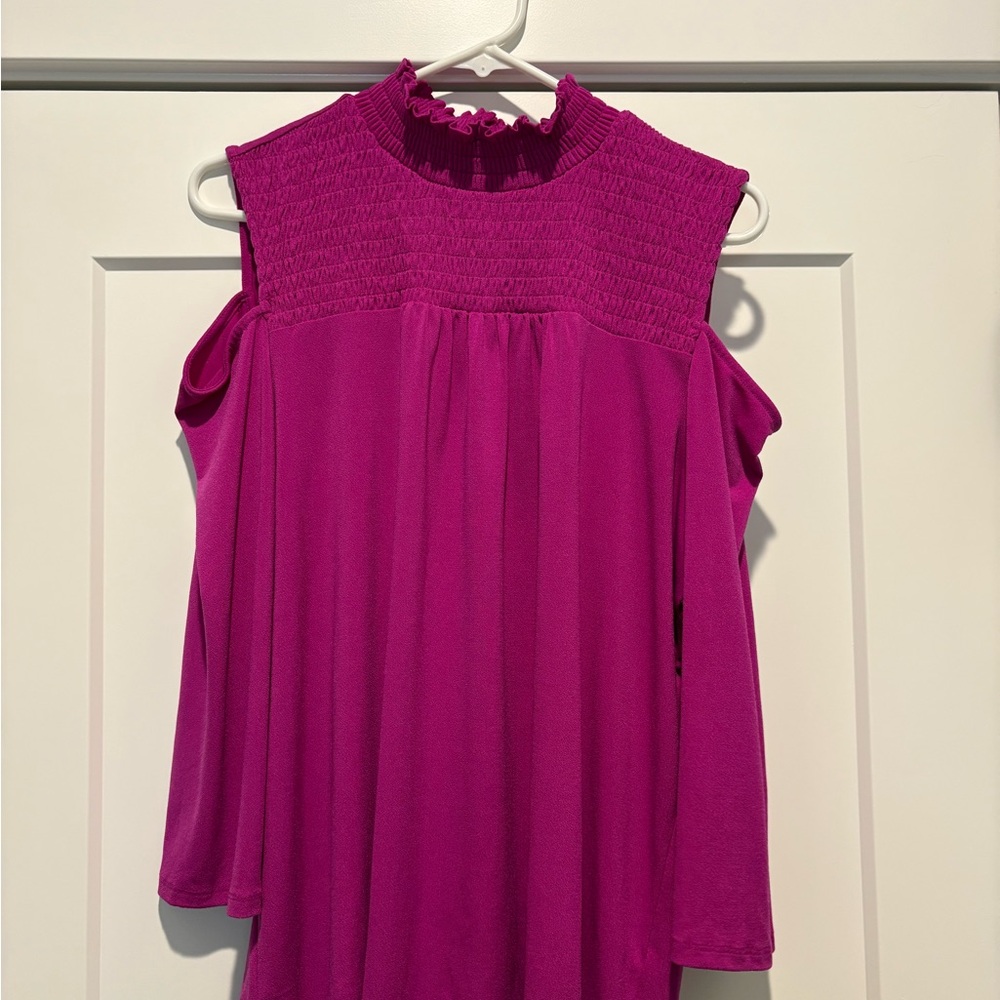 Adrianna Papell Cold Shoulder Top - Pink